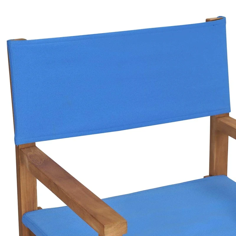 vidaXL Chaise de Metteur en Scène Chaise de Camping Chaise d'Extérieur Chaise de Jardin Chaise de Directeur Plage Bleu Bois de Teck Solide