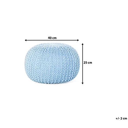 Pouf Rond en Coton Bleu Clair à Billes de Polystyrène Coussin d'Intérieur Conrad