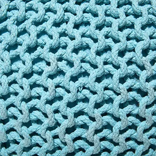 Pouf Rond en Coton Bleu Clair à Billes de Polystyrène Coussin d'Intérieur Conrad