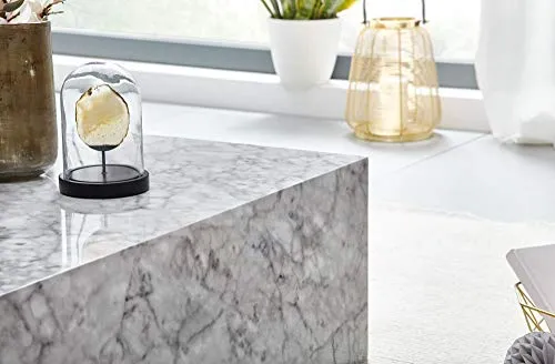 KADIMA DESIGN basse 100x30x50 cm MDF brillant aspect marbre blanc