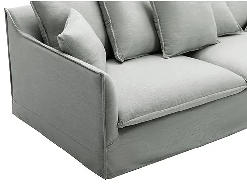 Vente-unique - Canapé 3 Places en Tissu et Lin Gris SANKA