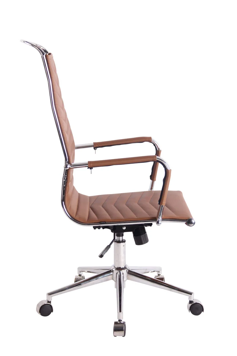 CLP Chaise De Bureau Batley avec roulettes en Similicuir Ou Cuir I Fauteuil Bureau Réglable avec Accoudoirs I Fauteuil De Direction Ergonomique, Couleur:Brun Clair, matière:Similicuir