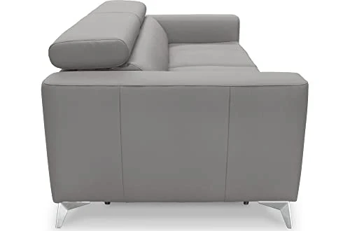 VENESETTI Canapé 3 Places Convertible en Cuir Italien de Luxe MOVIDA, Gris Clair
