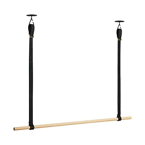 MOB-IN Kit penderie Suspendue Effet Cuir - Barre Portant Dressing sous Plafond 1 m + Lanière Ceinture Simili Cuir - VIKY