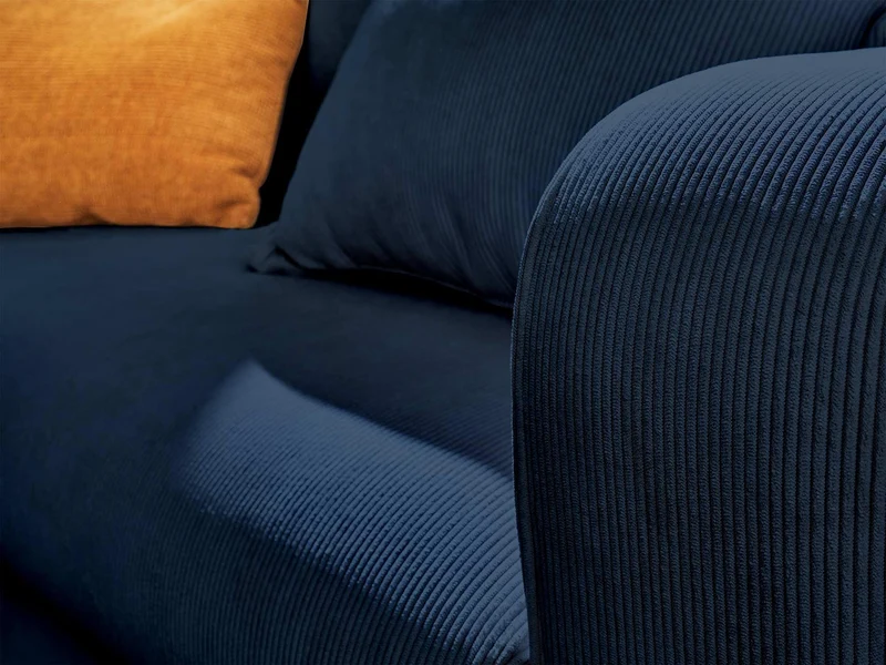 Lisa Design - Billie - canapé 3 Places - Convertible avec Coffre - en Velours côtelé - Bleu Ardoise