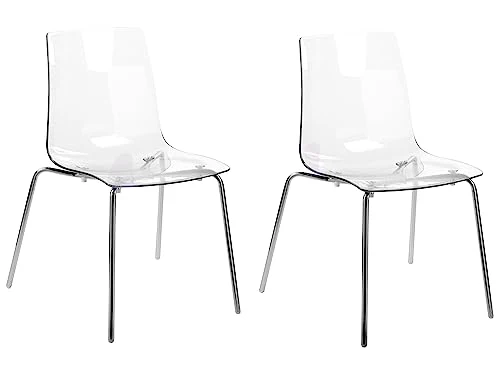Lot de 2 Chaises de Salle à Manger Transparentes en Polycarbonate Elégante Silerton