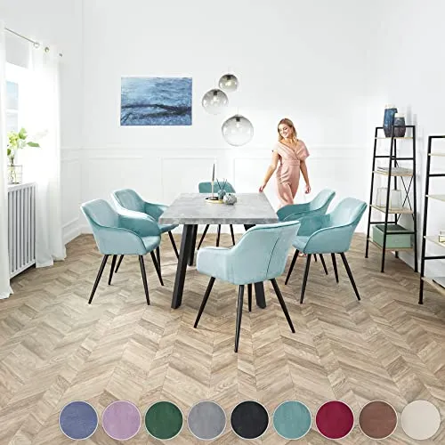 TecTake Lot de 4 Chaises de Salle à Manger Chaises Rembourrées Fauteuil Salon Design Scandinave Pieds en Metal Noirs Élégant avec Accoudoirs – Gris