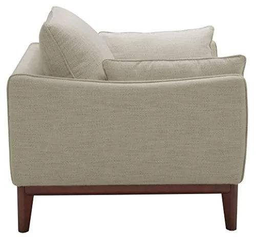 Marque Amazon - Stone & Beam Hillman Fauteuil pour salon style Mid-Century avec pieds et base en bois, 99 cm de large, Ivoire,