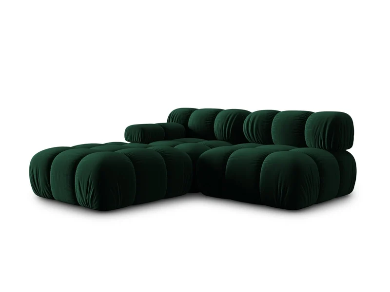 MICADONI Canapé Modulable Droit en Velours, Bellis, 4 Places, Vert Bouteille, 282x94x63 Fabriqué en Europe