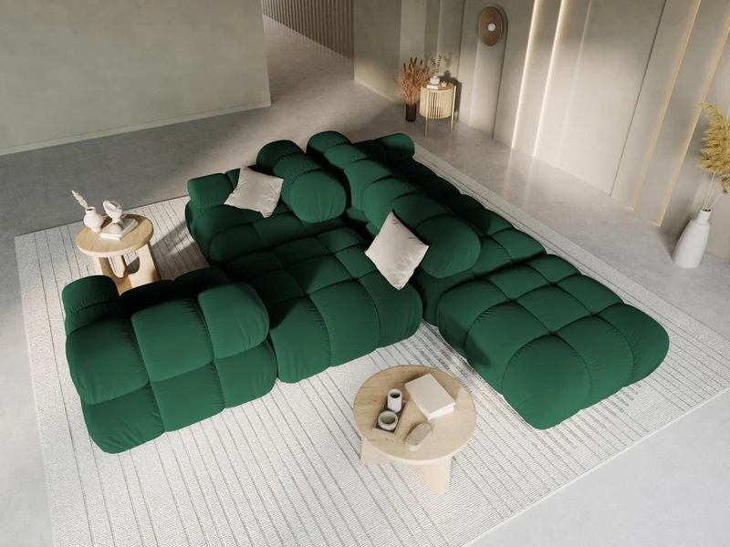 MICADONI Canapé Modulable Droit en Velours, Bellis, 4 Places, Vert Bouteille, 282x94x63 Fabriqué en Europe