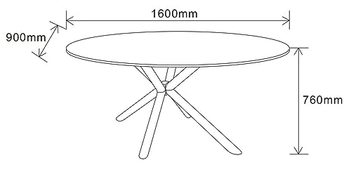 Casa Vital MELISANA Table à manger ovale Noir mat avec motif marbré 160 x 90 x 76 cm Charge maximale 50 kg