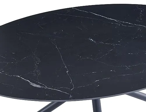 Casa Vital MELISANA Table à manger ovale Noir mat avec motif marbré 160 x 90 x 76 cm Charge maximale 50 kg