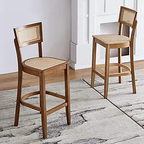 AARONG Tabourets De Bar Chaises De Comptoir Tabourets Rétro Bois Jardin Patio Restaurant Chaise Loisirs Barre Haute avec Repose-Pieds, 4 Couleurs Disponibles Taille 45x45x110cm (Couleur: Bois Coule