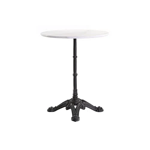 Miliboo Table bistrot Ronde en marbre Blanc et métal Noir L60 cm CONTY
