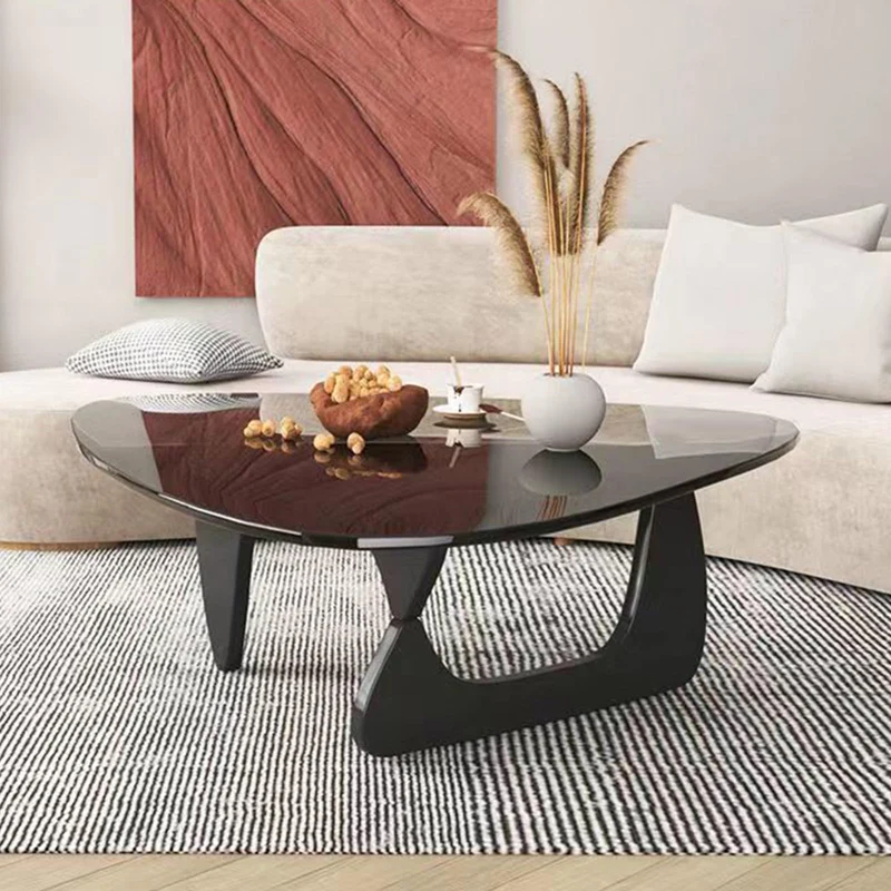 LOGAUT Table Basse en Verre Triangulaire, Table Basse Moderne, Table Basse Moderne du Milieu du Siècle, Petite Table Basse en Verre, pour Salon, Patio