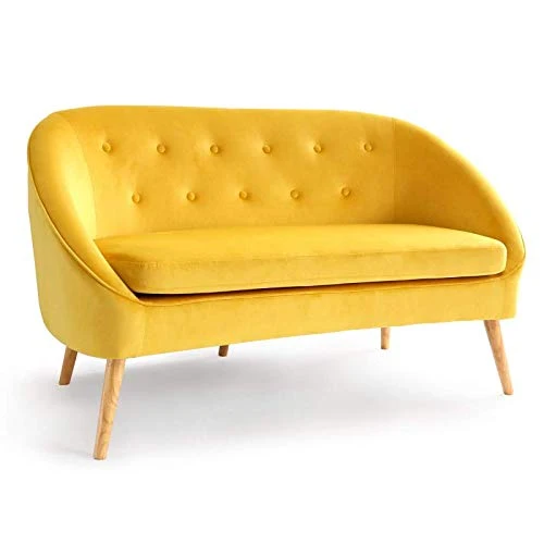 IDMarket - Canapé Banquette en Velours Sonia Jaune