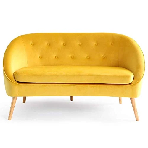 IDMarket - Canapé Banquette en Velours Sonia Jaune