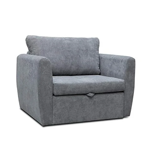 Petit Canapé lit Convertible Salon Chambre d'ado Fauteuil Tissu Peluche SARA 80 (Gris foncé)