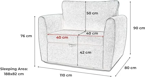 Petit Canapé lit Convertible Salon Chambre d'ado Fauteuil Tissu Peluche SARA 80 (Gris foncé)