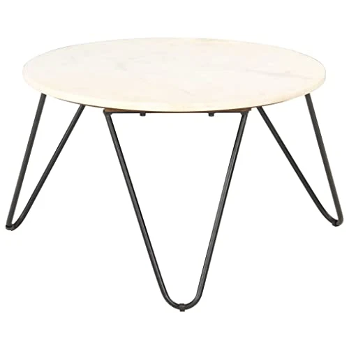 vidaXL Tavolino da Caffè Bianco 65x65x42 cm Pietra Vera Testura Marmo