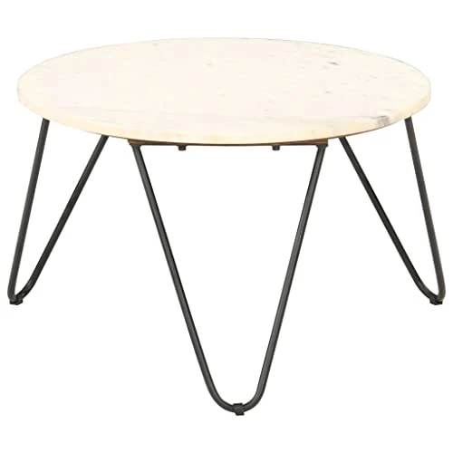 vidaXL Tavolino da Caffè Bianco 65x65x42 cm Pietra Vera Testura Marmo