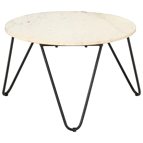 vidaXL Tavolino da Caffè Bianco 65x65x42 cm Pietra Vera Testura Marmo