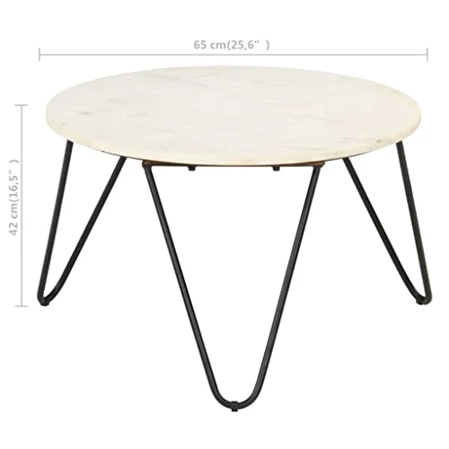 vidaXL Tavolino da Caffè Bianco 65x65x42 cm Pietra Vera Testura Marmo