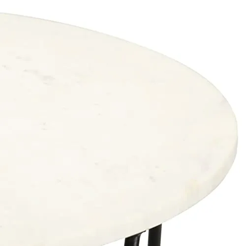 vidaXL Tavolino da Caffè Bianco 65x65x42 cm Pietra Vera Testura Marmo