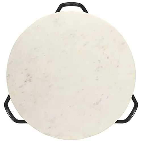 vidaXL Tavolino da Caffè Bianco 65x65x42 cm Pietra Vera Testura Marmo