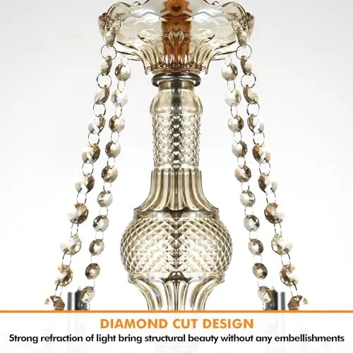 Ridgeyard Lustre Baroque Lustres de Plafond Moderne Lustre Cristal K9 Plafonnier Luminaire pour Salon Chambre Couloir Entrée, 8 Lumières, Cognac