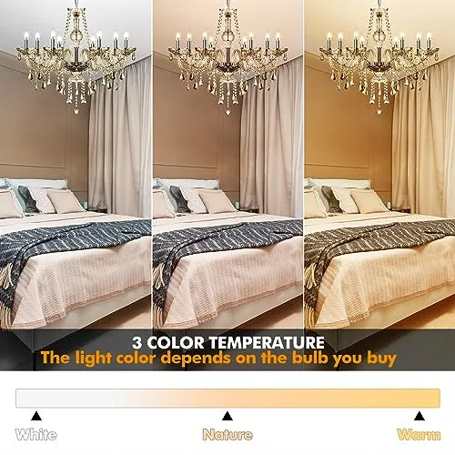 Ridgeyard Lustre Baroque Lustres de Plafond Moderne Lustre Cristal K9 Plafonnier Luminaire pour Salon Chambre Couloir Entrée, 8 Lumières, Cognac