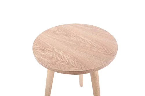 CLP Table d'Appoint Kolding I Table Basse Plateau Ronde en MDF Hauteur de la Table 56 cm I 3 Pieds en Bois de Caoutchouc I Couleur:, Couleur:Nature, Taille:40 cm