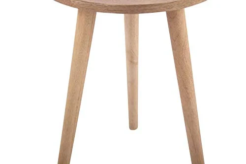 CLP Table d'Appoint Kolding I Table Basse Plateau Ronde en MDF Hauteur de la Table 56 cm I 3 Pieds en Bois de Caoutchouc I Couleur:, Couleur:Nature, Taille:40 cm