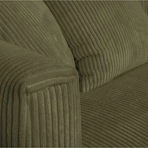 HOMIFAB Canapé 4 Places avec 4 Coussins déco en Velours côtelé Vert Kaki - Denver