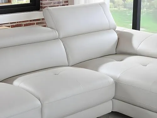 Vente-unique - Canapé d'angle en Cuir Solange - Blanc - Angle Droit