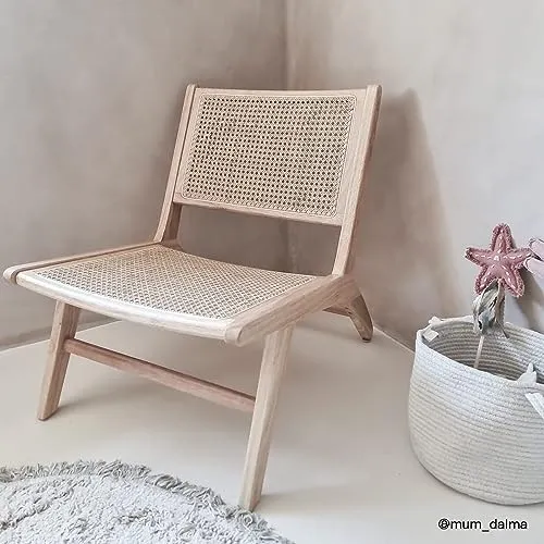 HOMIFAB Fauteuil Lounge en Bois Massif et cannage - Zuma