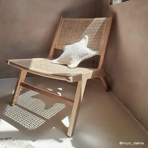 HOMIFAB Fauteuil Lounge en Bois Massif et cannage - Zuma