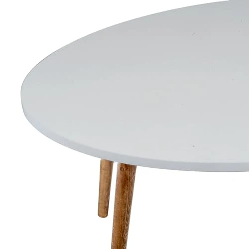 Table basse, table basse ronde de style moderne pour salon, table d'appoint ovale moderne, tables basses pour salon, table d'appoint, table centrale pour salon, table de canapé (blanc)