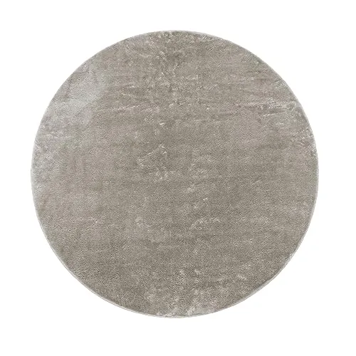 Tapis Rond Salon Tapis Poil Ras Moderne Moelleux Lavable Monochrome, Dimension:80 cm Rond, Couleur:Gris