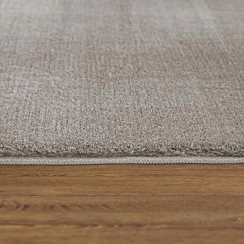 Tapis Rond Salon Tapis Poil Ras Moderne Moelleux Lavable Monochrome, Dimension:80 cm Rond, Couleur:Gris