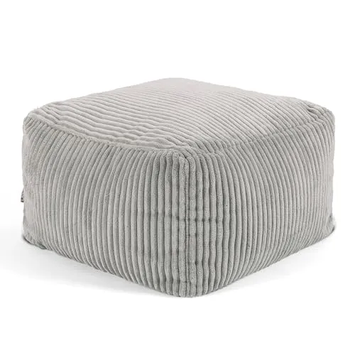 Icon Pouf en Velours Côtelé Theo, Tabouret Pouf de Salon, Repose-Pieds Gros