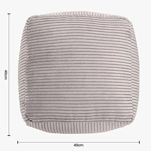 Icon Pouf en Velours Côtelé Theo, Tabouret Pouf de Salon, Repose-Pieds Gros