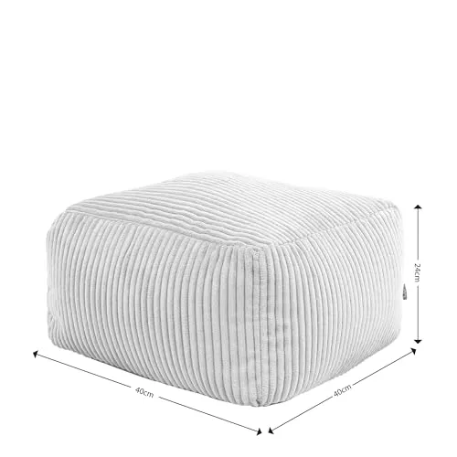 Icon Pouf en Velours Côtelé Theo, Tabouret Pouf de Salon, Repose-Pieds Gros
