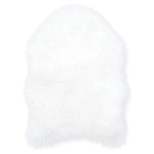 Teppich Wölkchen Tapis en Fausse Fourrure d'agneau et Peau de Mouton | Carpette Moelleuse pour Chambre à Coucher, Salon, Crèche | Jet de Divan de Décoration Chaise | Blanc - 55x80cm