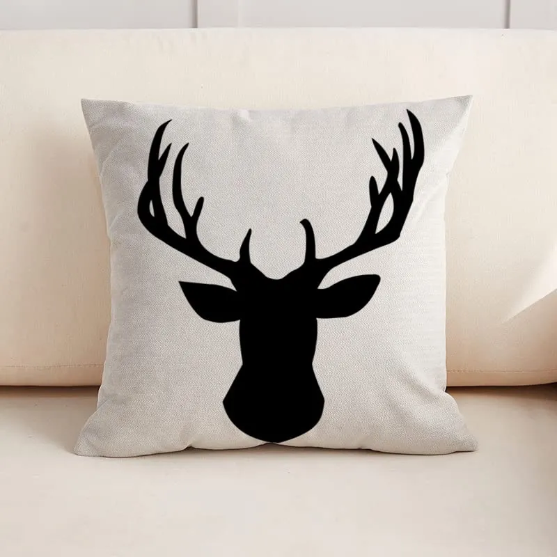 HUASHUZI Housse de coussin décorative en forme de tête de cerf - Décoration d'intérieur pour salon, canapé, lit, canapé - 45 x 45 cm