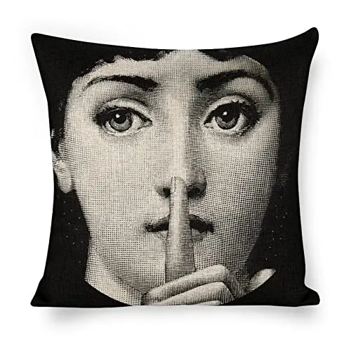 Lina Cavalieri Housse de coussin décorative en lin artificiel, œil personnalisé, comprend uniquement une taie d'oreiller (45 x 45 cm) A19
