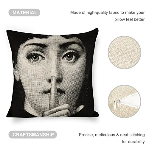Lina Cavalieri Housse de coussin décorative en lin artificiel, œil personnalisé, comprend uniquement une taie d'oreiller (45 x 45 cm) A19