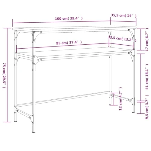 vidaXL Table Console chêne Sonoma 100x35,5x75 cm Bois d'ingénierie