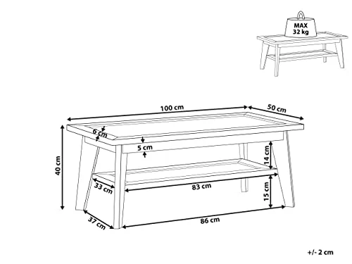 Table Basse Rustique Étagère Bois d'Ingénierie Rotin Bois Clair Simla