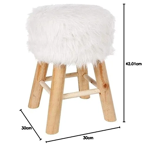 Tabouret Oslo Effet Fourrure Blanc - Atmosphera créateur d'intérieur